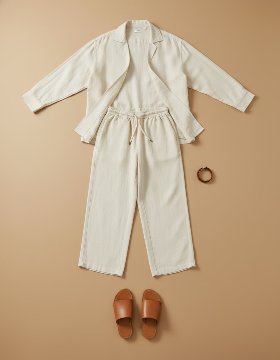 Conjunto de linho creme